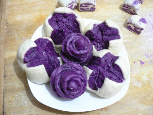 紫薯玫瑰开花馒头