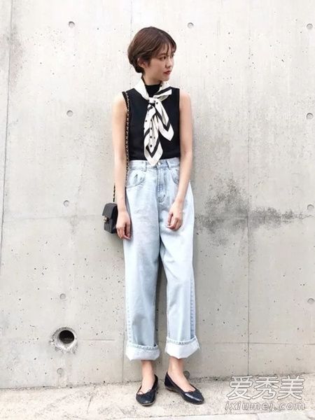 夏天不愿露腿?日本女孩示范性牛仔裤宽裤的花样穿衣搭配法