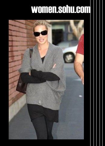 星时尚 淡灰毛衣冷秋时尚潮流热卖中