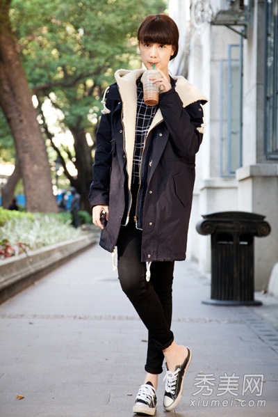 韩版棉衣搭配紧身裤 保暖又显瘦