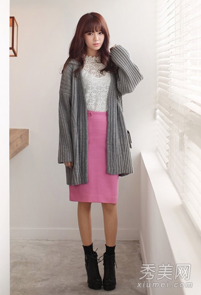 韩版服饰搭配 毛衣外套混搭小清新
