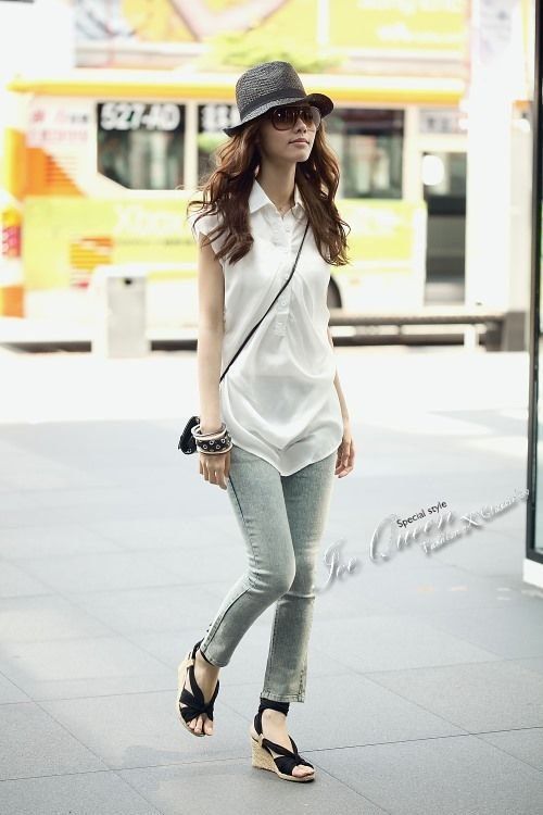 经典牛仔!街上的Mm喜欢这样混合搭配。