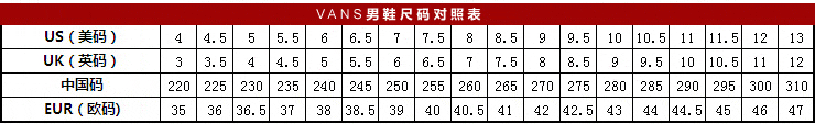 vans經典款型號多少 vans經典款鞋碼怎麼選