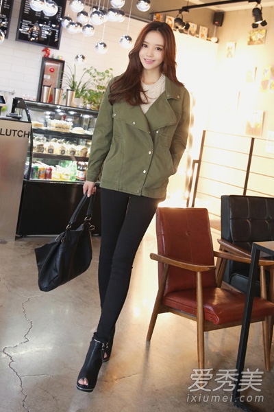 韩版军绿色休闲外套 2015继续流行