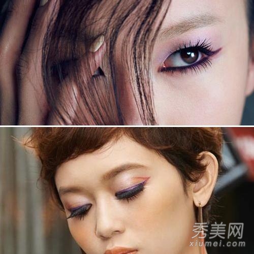 2014冬季韩式妆容 彩色眼线+假睫毛