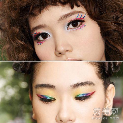 2014冬季韩式妆容 彩色眼线+假睫毛