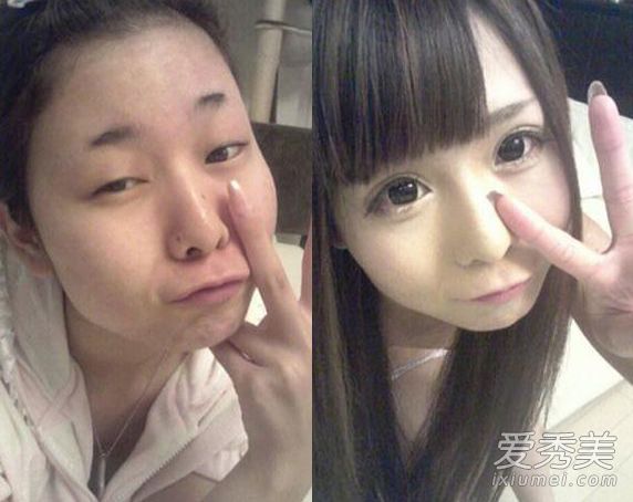 日本妹子化妆前后 不画眼妆变女鬼 化妆前后对比照
