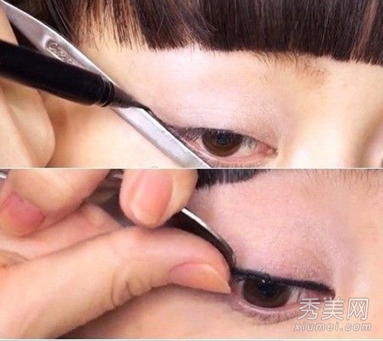 眼妆技巧：彩妆达人示范用勺子画眼妆