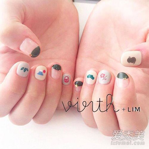 2016春天美甲重点：清新感十足的雾面与留白 美甲图片2016款式