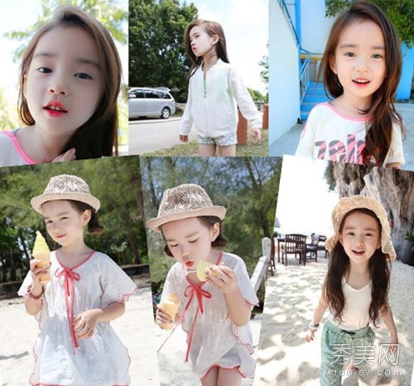 韩国6岁小模特 樱桃唇一字眉萝莉妆教程