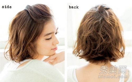 短发发型的扎法 diy韩式气质短发扎发