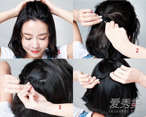 半扎发&卷发棒教程 实用短发打理方法