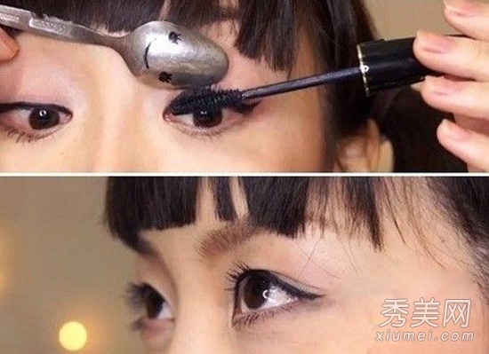 眼妆技巧：彩妆达人示范用勺子画眼妆