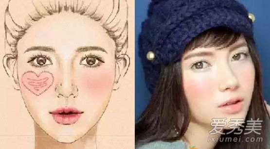 不同形状腮红画法 日韩女生腮红小心机 日韩女生腮红画法