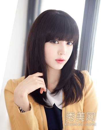 女生中长发发型参考 直发比卷发更清新