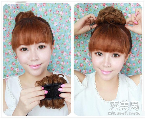 甜美可爱韩式发型 花苞头的扎法图解