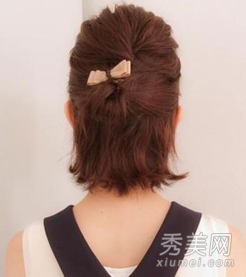 气质短发扎发diy 变身可爱小女人
