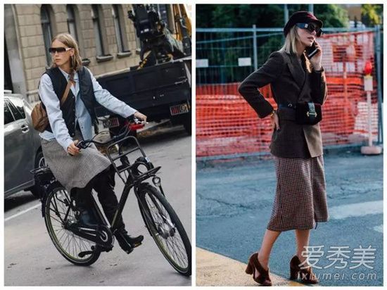 2018秋冬最流行的格子图案超短裙与这条秋冬季都很流行的裙子搭配!