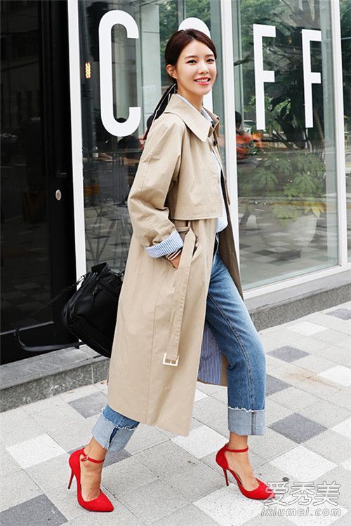 秋季风衣带图片易穿气质