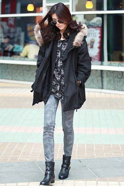 冬季潮流女孩看皮草帽子外套