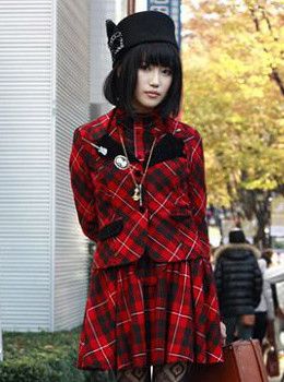 日本潮人女子时尚瘦脸发型街头照片