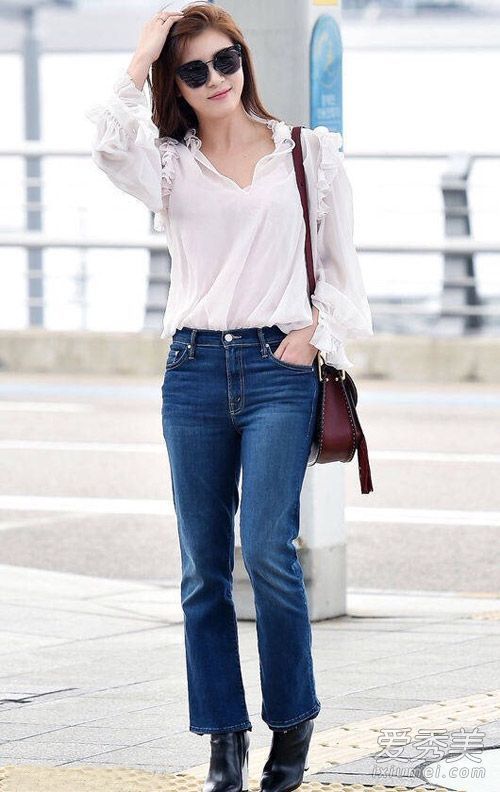 衬衫配什么样的裤子？韩国女演员喜欢衬衫+牛仔裤