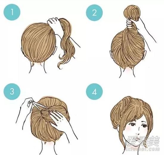 简单的发型中展示了扎头发的详细步骤！