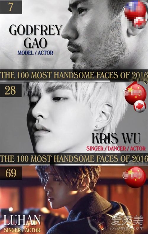 2016年全球100张最英俊的面孔；中国最帅的高以翔发型图片