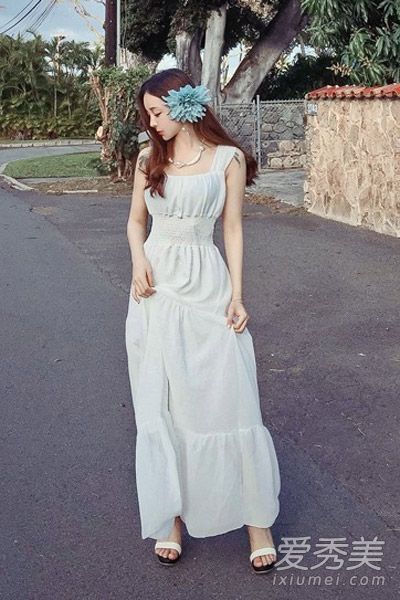 夏季韓式白色連衣裙配仙風