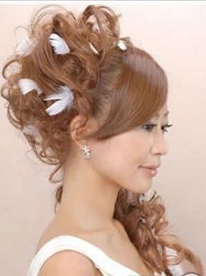 新鲜的日本头发，幸福的完美新娘