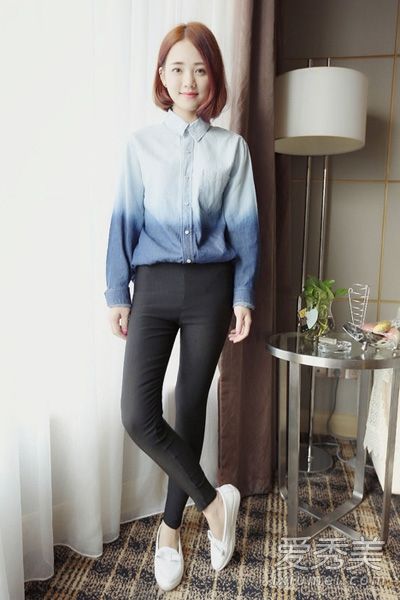 衬衫塞进腰带的春装