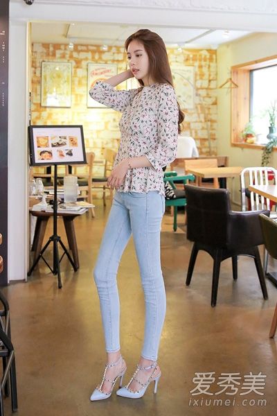 铅笔裤修身百搭高跟鞋秒针长腿