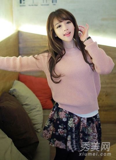 短裙情人节女孩约会裙毛衣