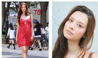 日本街头美女的化妆。发型评论