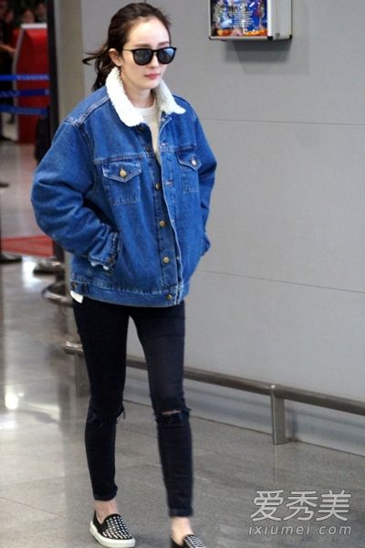 学习阳密牛仔外套+紧身裤春装