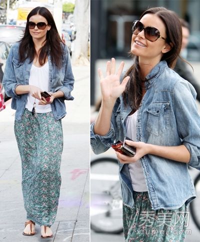 牛仔外套装扮,春天穿裙子漂亮