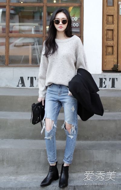 紧身裤毛衣简约风格现代风格