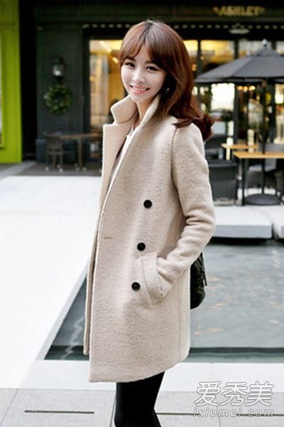 带图片的羊毛大衣，穿着优雅气质