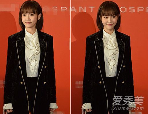 这次你真的缩短了吗?唐嫣的短发出现在西装中