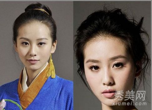 刘师师的发型也经历了古今相同的美丽发型PK。