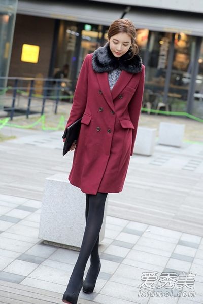 外套+打底裤+高跟鞋显瘦高气质