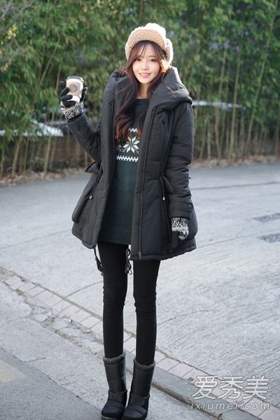 韩版棉衣+紧身衣简单，时尚又帅气