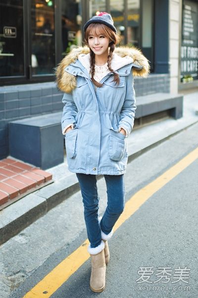 棉外套+羊毛帽子可爱时尚保暖