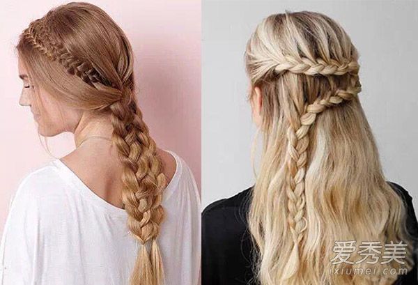 如何把直发扎好DIY2双层发辫春游美眉达