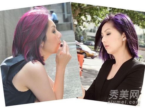 “浅黄色的爱”杨千嬅紫色染发剂有独特的魅力