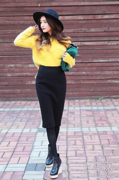 冬装配画毛衣+裙子，非常漂亮。