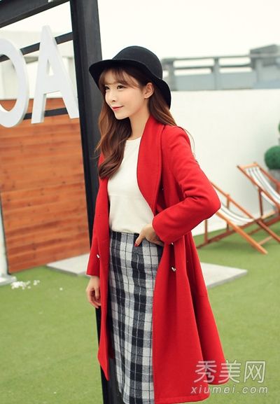 红色冬装时尚搭配2015年新年装