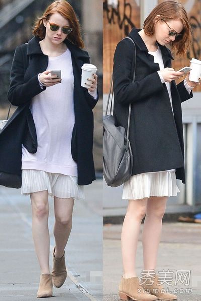 向艾玛·柊司的混合搭配外套和裙子学习