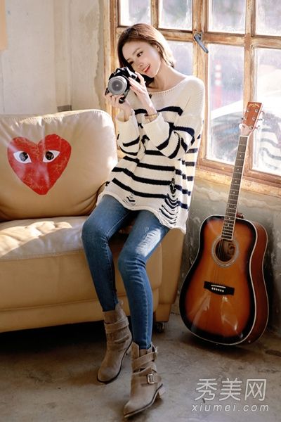 条纹毛衣搭配好帮手经典实用非常百搭