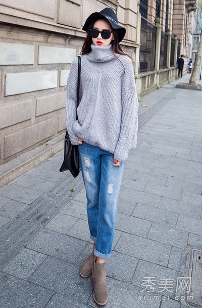 乌龟脖子的搭配看起来很外国。